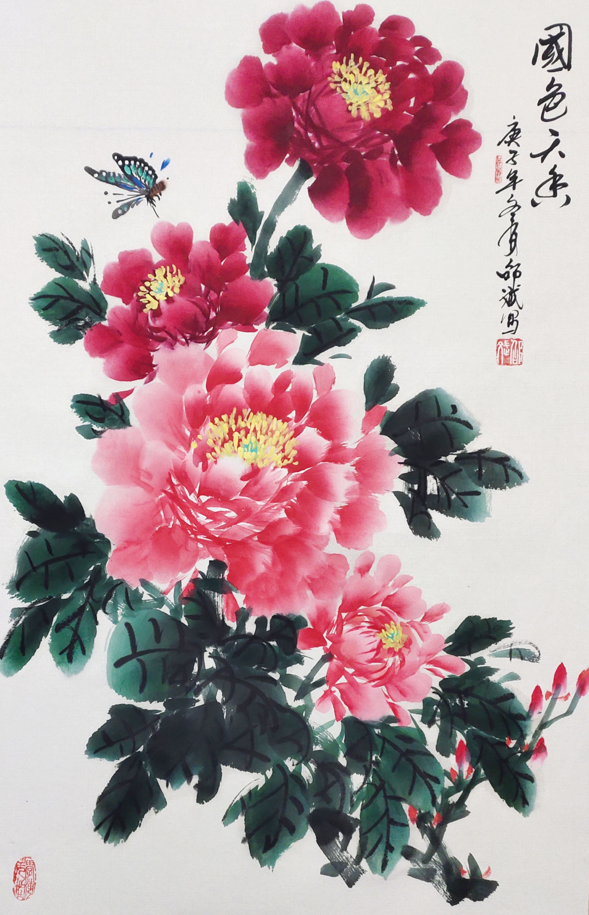 当代著名牡丹画家王跃峰获奖写意牡丹画100幅横幅精品|纯艺术|国画|Z58127636 - 原创作品 - 站酷 (ZCOOL)