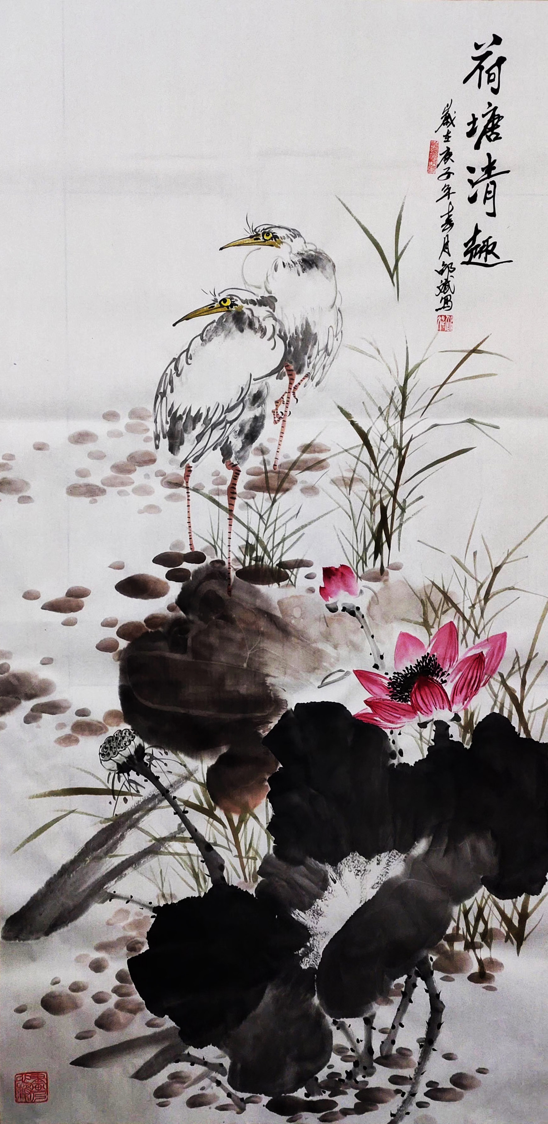 0021_高清李科宏国画工笔画作品TIF格式_秋塘红荷国画超高清大图原图扫描真迹全图书画图片下载